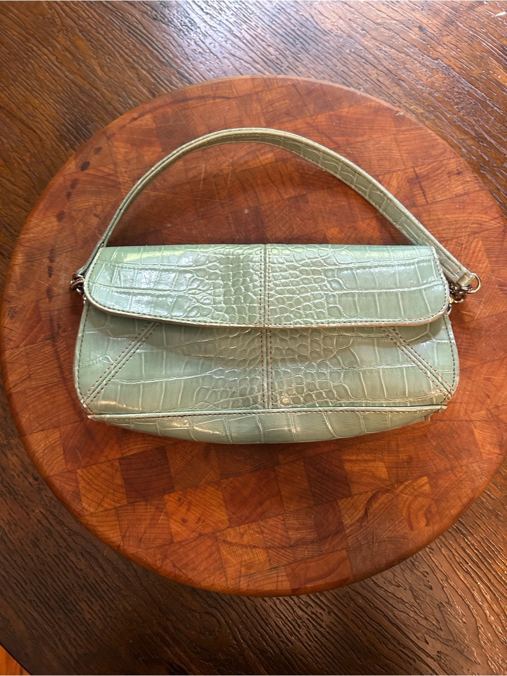 Liz Claiborne Mint Green Croc-Embossed Shoulder Bag